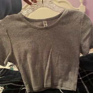 Rosio Basic Gray Ribbed Tee